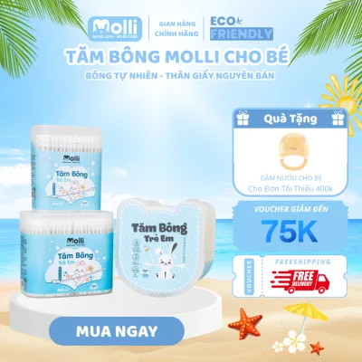 Tăm Bông Molli Cho Bé Sơ Sinh 200Pcs - 400Pcs - 600 Pcs / Hộp Mol3001