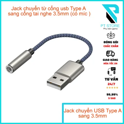 Jack chuyển từ cổng Usb Type A sang cổng tai nghe 3.5mm - Có hỗ trợ mic - DAC âm thanh cao cấp