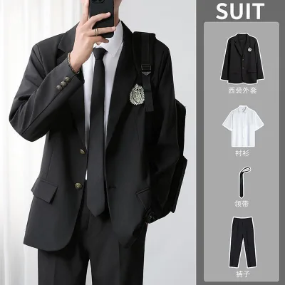 Mùa Xuân Thu Phong Cách Mới Đơn Giản Hợp Thời Trang Nam Phù Hợp Với Kích Thước Plus Thời Trang Trang Trang Trí Công Sở Trang Trọng Phù Hợp Với Màu Đen Thoáng Mát Phong Cách Tối Giản