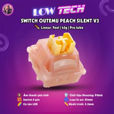 Switch Outemu Peach v3 | Silent Linear 45g | Công Tắc Bàn Phím Cơ Im Lặng