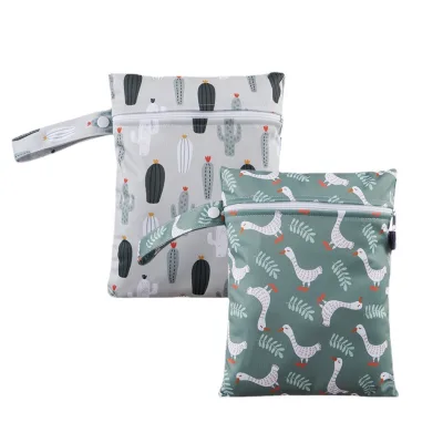 2 Cái / bộ Túi Khô Ướt Mini Túi Tã Cho Bé Túi Tã Túi 18 * 25cm Chống Thấm Nước Có Thể Tái Sử Dụng Túi Tã Có Thể Giặt Được