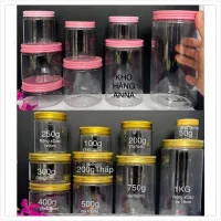 HỦ NHỰA NẮP VÀNG ( SET 5 HỦ) HỒNG / nhôm BẠC - Hủ Pet Trong suốt nắp thiếc 50g 100g 200g 250g 500g 750g 1kg