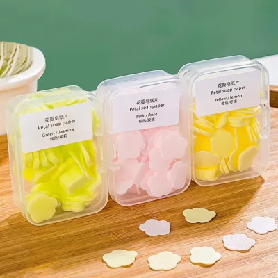 Flower Shaped Dry Paper Soap Box, Disposable Hand Soap Pocket Travel, Antibacterial Hand Sanitizer, Pleasant Fragrance