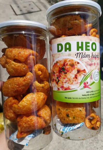 Da heo sấy giòn vị mắm hành hộp lớn 170gram chất lượng, đồ ăn vặt ngon, Ăn vặt Thi Thi