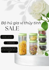 Bộ 6 Hũ Thủy Tinh Bảo Quản Thủy Tinh Chống Ẩm Gia Vị, Ngũ Cốc, Trái Cây Sấy Khô, Xếp Chồng Linh Hoạt