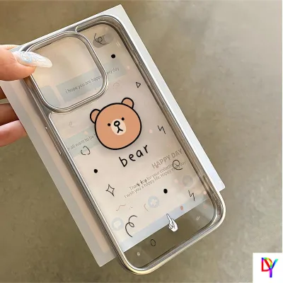 Khung mạ điện Bear Avatar cho Apple 15 / 14 / 16 / 17Promax Vỏ điện thoại Iphone13 / 12 / Xsmax Vỏ điện thoại cạnh thẳng mạ điện