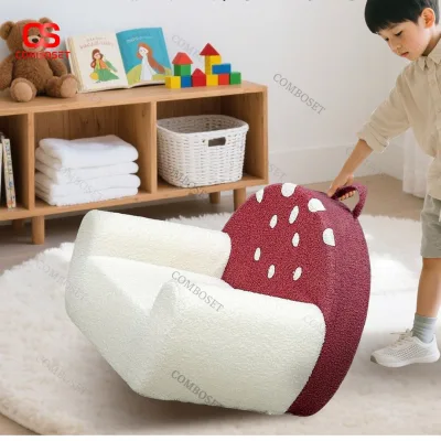 Cute Strawberry-Shaped Children's Sofa for Kids to Sit and Play and Read Books