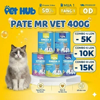 Pate MR VET Dạng Lon 400g Thức Ăn Ướt Cho Mèo Bổ Sung Dinh Dưỡng Toàn Diện - Pet Hub