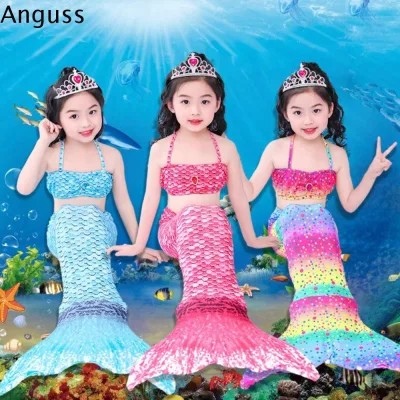 ANGUSS Đồ bơi Đồ bơi Nàng Tiên Cá Váy bơi Váy công chúa Trang phục đi biển mùa hè Dễ thương Thiết kế thời trang Bộ đồ bơi đuôi cá Trẻ em