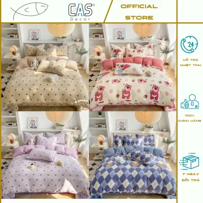 Bộ Chăn Ga Gối Nỉ Nhung Sữa Cao Cấp ,Chất Liệu Siêu Mềm Mịn CAS Decor