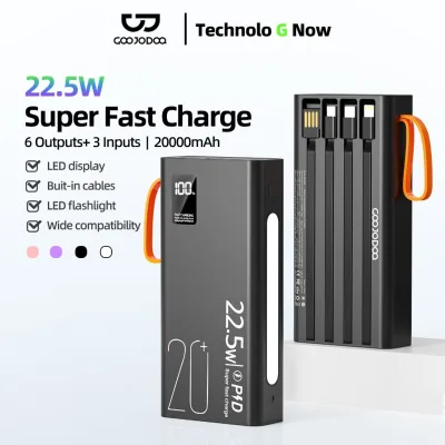 Bộ sạc dự phòng mini GOOJODOQ Bộ sạc nhanh 22,5w Màn hình nguồn LED 20000mAh có chế độ đèn pin