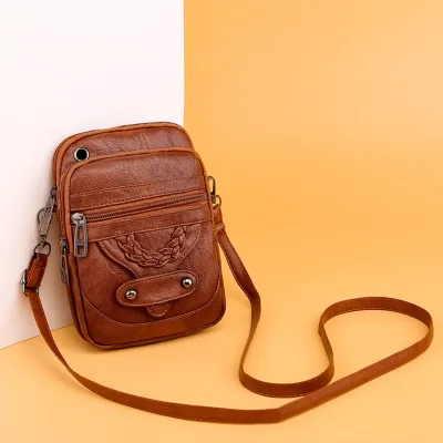 Túi đeo chéo khóa kéo màu trơn cho nữ Túi đeo vai mini bằng da PU mềm túi đưa thư cổ điển cho nữ túi xách tay Ví