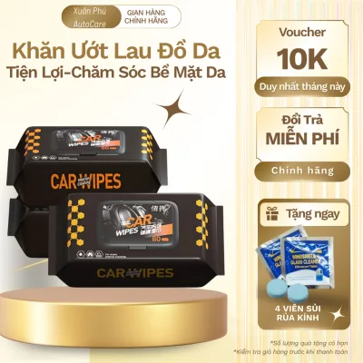 Combo 2 Khăn Ướt Lau Nội Thất Ô Tô 80 Tờ – Làm Sạch, Bảo Dưỡng & Làm Bóng Da, Nhựa Xe