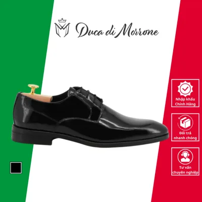 Duca Di Morrone Men's Derby Shoes in High Quality Patent Leather, Genuine Made and Imported in Italy_Filiberto-Vern-Ai_Nero
