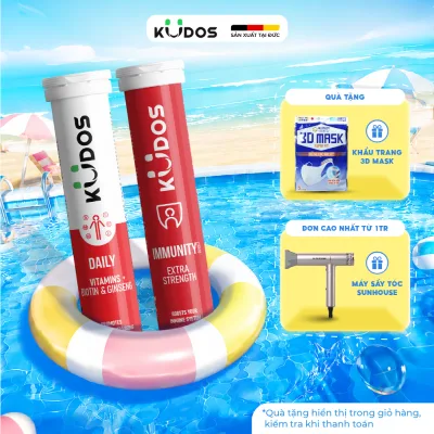 Combo of 2 Tpbvsk Kudos Immunity Effervescent Tablets + Kudos Daily Effervescent Tablets Supplemented with Multivitamins and Ginseng (20 Tablets/Tube)