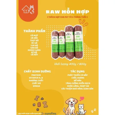 RAW HỖN HỢP (400 gr) - Thịt xay hỗn hợp - Thức ăn cho chó mèo - Thức ăn Thú Cưng - PetFood