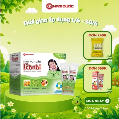 Thực phẩm bảo vệ sức khỏe Siro ho - cảm Ích Nhi, Hộp 30 gói x 5ml, hỗ trợ giải cảm- giảm ho- tiêu đờm