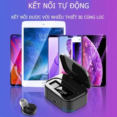 Tai Nghe Bluetooth 5.0 Mini Y01 Kèm Dock Sạc Dung Lượng Khủng 2000 mAh Sạc Luôn Cho Thiết Bị Di Động Công Nghệ Lọc Tiếng Ồn 6D