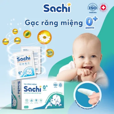 Hộp 30 Gạc Rơ Lưỡi SACHI 0m+ Vệ Sinh Răng Miệng cho Bé từ 0 tháng tuổi SHC