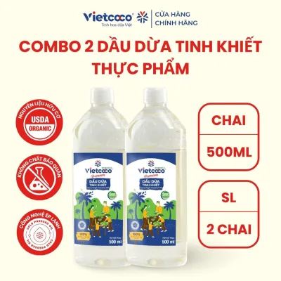 Dầu dừa tinh khiết Organic Vietcoco (thực phẩm ) chai 500ml
