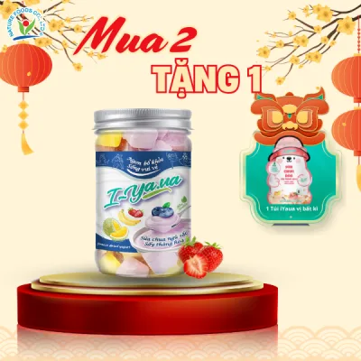 Sữa chua sấy thăng hoa cho bé ăn dặm I-Yaua 05 vị (việt quất, sầu riêng, chuối, dâu và truyền thống) hũ 55gr