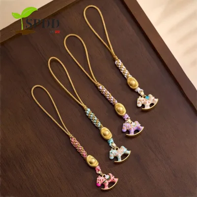 SPDD Ngựa Năm Dây Đeo Điện Thoại, Phong Cách Trung Quốc Chúc May Mắn Cung Hoàng Đạo Hors Dây Điện Thoại, Móc Khóa Dễ Thương Đa Năng Chống Mất Vỏ Điện Thoại Di Động Móc Khóa Trang Trí Năm Mới