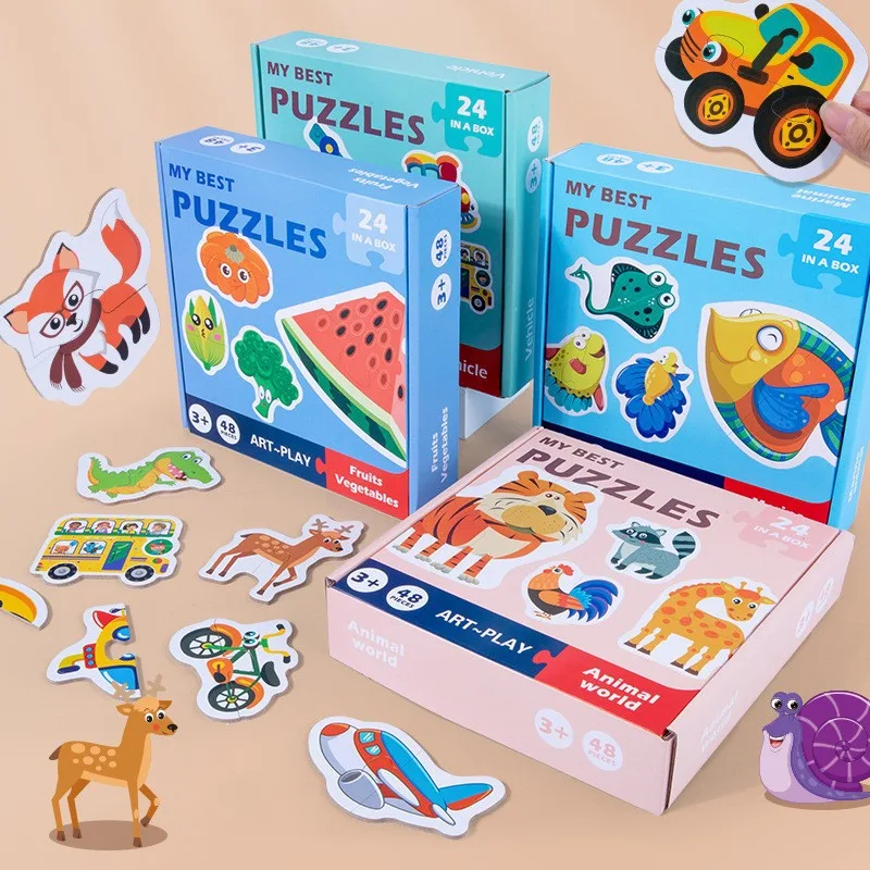 Đồ chơi trẻ em, đồ chơi giáo dục, montessori, đồ chơi ghép hình 2 mảnh với 24 hình ngộ nghĩnh giúp phát triển trí tuệ