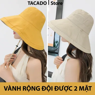 Mũ Nón Vải Vành Rộng Trơn Màu Đội 2 Mặt Thay Đổi Nhau Thời Trang Chống Nắng Hàn Quốc Cho Nữ