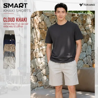 Quần short kaki nam SMART KHAKI SHORTS TORANO dáng basic cạp chun bền màu FSBK010