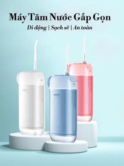 Máy tăm nước kèm 3 đầu vòi vệ sinh răng miệng, giúp loại bỏ mảng bám thức ăn cho hơi thở thơm mát, cùng loại với hãng USMILE