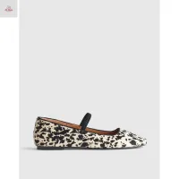 MADEWELL Mary Jane Họa Tiết Bò Sữa Cow Print – Mũi Vuông, Quai Ngang, Đế Êm Chân