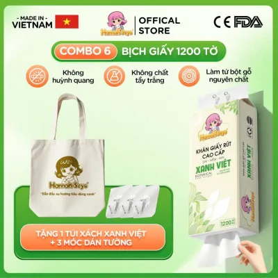 Khăn Giấy Rút XANH VIỆT, Giấy Vệ Sinh Treo Tường, Giấy Ăn, Giấy Treo Đa Năng Hannah - Seyo 1200 Tờ 4 Lớp