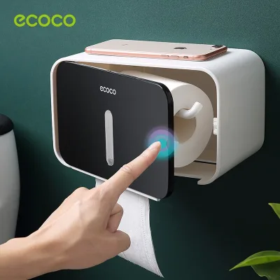 Hộp đựng khăn giấy phòng tắm Ecoco Giá để giấy vệ sinh Hộ gia đình Dụng cụ sắp xếp giấy vệ sinh chống nước