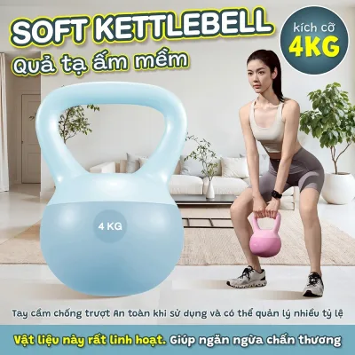 Tạ ấm mềm 2/4/6kg( LAM/TÍM) tạ chuông quai xách tập kết hợp dây squat tay mông đùi tập gym