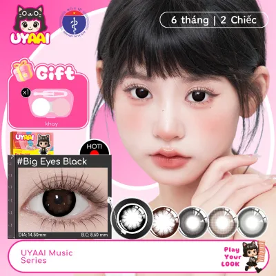 Kính Áp tròng MCK1 UYAAI Lens Mắt Màu Đen Cận Mắt Quỷ Đen lens Mắt Màu Nâu lens giãn tròng to 14.5mm