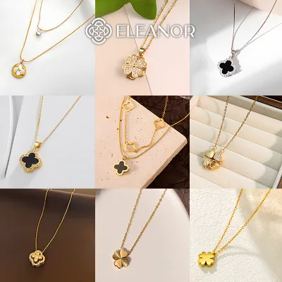Dây chuyền nữ titan Eleanor Accessories kiểu dáng đa dạng cỏ 4 lá phụ kiện trang sức vòng cổ 9252
