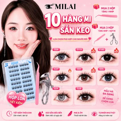 Mi giả sẵn keo MILAI 10 hàng mi, đa dạng kiểu dáng | Mua 2 hộp tặng nhíp, mua 3 hộp tặng nhíp & kẹp mi