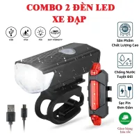 Đèn xe đạp thể thao usb và đèn hậu sáng nhiều chế độ full hộp phụ kiện