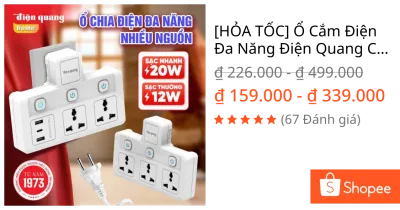 [HỎA TỐC] Ổ Cắm Điện Đa Năng Điện Quang Có Kết Hợp TypeC USB Công Suất 2500W, Tự Ngắt Khi Quá Tải. Bảo hành 12 tháng