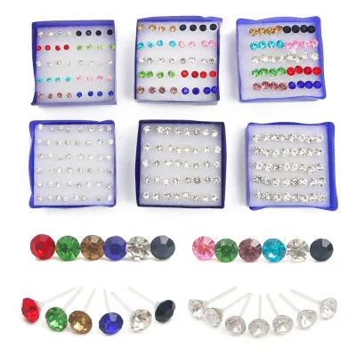 Bông tai nữ kim nhựa chống dị ứng Hàn Quốc 20 cặp nhiều kích thước trang sức hàng ngày