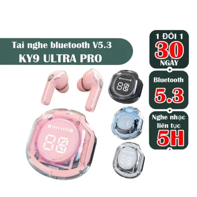 Ultrapods Pro V5.3 Wireless Bluetooth Headphones Touchscreen Transparent Case Hifi Sound with Mic for Calling