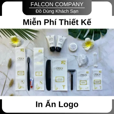 Bộ amenities, Bộ tiêu hao phòng tắm đen mờ đóng túi giấy đá cao cấp chuyên cho khách sạn 3-5 sao
