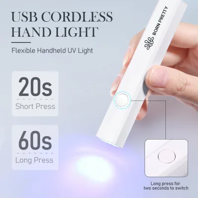 BORN PRETTY 3W USB Máy Sấy Móng Tay Di Động Mini Cầm Tay Tia UV Đèn Móng Tay Cho Gel Móng Tay Nhanh Khô Móng Tay Nghệ Thuật Đèn Pin Bút