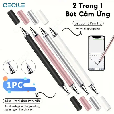 Bút Cảm Ứng Đầu Đĩa Kèm Bút Bi Gấp Gọn Tiện Lợi Cho Điện Thoại Máy Tính Bảng iPad Android iP