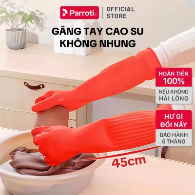 Găng Tay Cao Su Siêu Dai, Bền Bỉ, An Toàn, Dùng Vệ Sinh Nhà Cửa, Toillet, Rửa Chén Bát Có Móc Treo 45cm - Parroti FX45