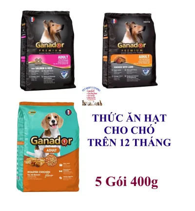 Combo 5 Gói Thức ăn hạt cho Chó trưởng thành Ganador Gói 400g Thương hiệu từ Pháp Dinh dưỡng tốt nhất cho tất cả các giống Chó - Pet shop Uytinpro