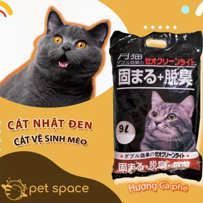 Cát Nhật đen cho mèo 4kg 9L, Cát vệ sinh cho mèo khử mùi, vón cục, thấm hút Petspace [COMBO 03 bịch]