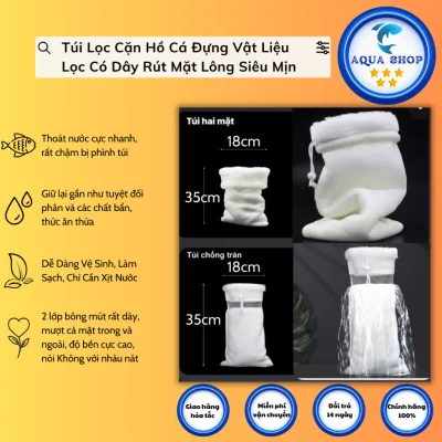 Túi Lọc Cặn Hồ Cá Đựng Vật Liệu Lọc Có Dây Rút Mặt Lông Siêu Mịn