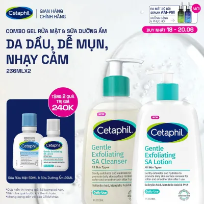 Combo of Oil-Cleansing Facial Wash to Prevent Acne and Gentle Exfoliating Moisturizer for Oily, Acne-Prone, Sensitive Skin Sa 236ml
