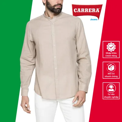 Men's Long-Sleeve Shirt Made of Linen and Cotton Blend – Carrera Jeans - Genuine Imported from Italy